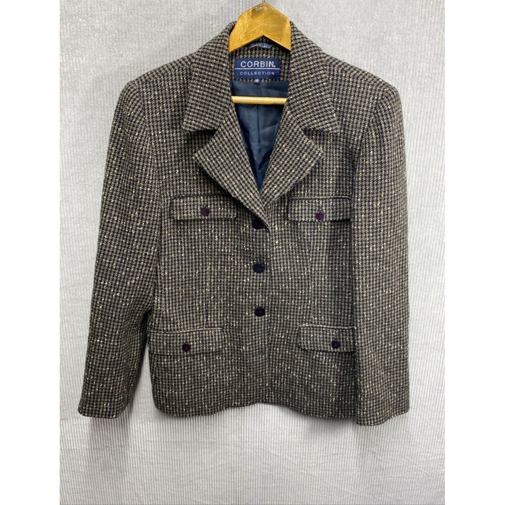 Vintage Corbin Collection Women's Blazer 10 Brown Multi Made in USA Tailored